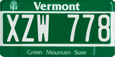 VT license plate XZW778