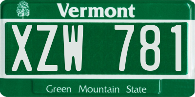 VT license plate XZW781