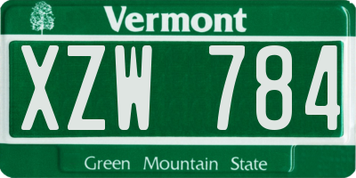 VT license plate XZW784