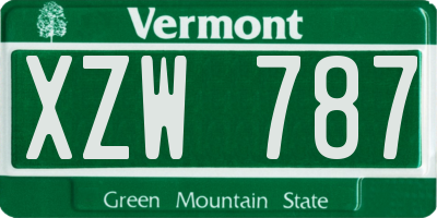 VT license plate XZW787
