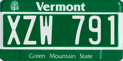 VT license plate XZW791