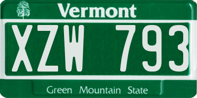 VT license plate XZW793