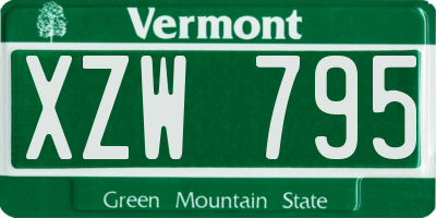 VT license plate XZW795