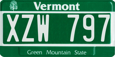 VT license plate XZW797