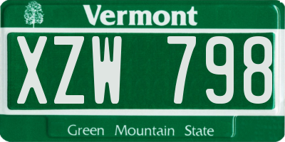 VT license plate XZW798