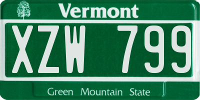 VT license plate XZW799