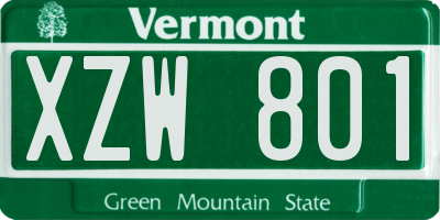 VT license plate XZW801
