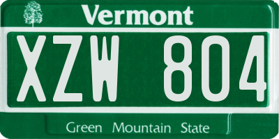 VT license plate XZW804