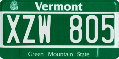 VT license plate XZW805