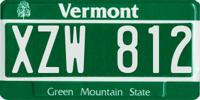 VT license plate XZW812