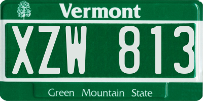 VT license plate XZW813