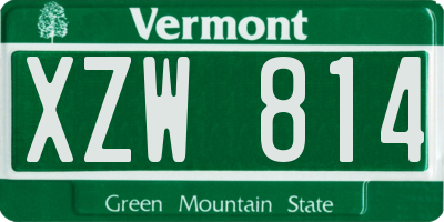 VT license plate XZW814