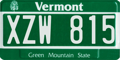 VT license plate XZW815