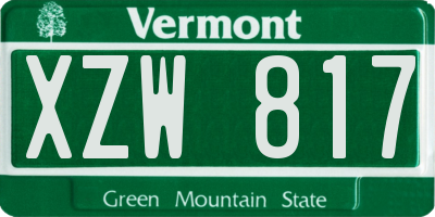 VT license plate XZW817