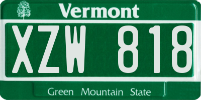 VT license plate XZW818