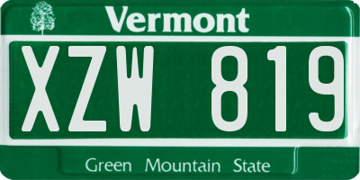 VT license plate XZW819