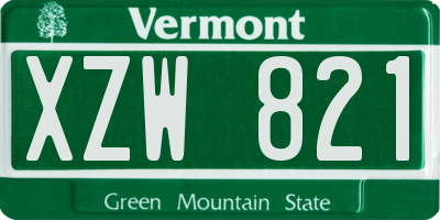 VT license plate XZW821