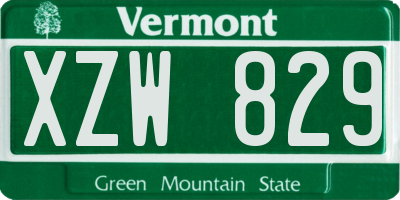 VT license plate XZW829