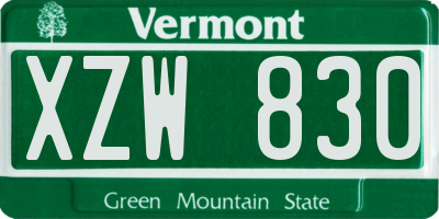VT license plate XZW830