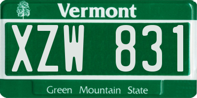 VT license plate XZW831