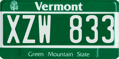 VT license plate XZW833