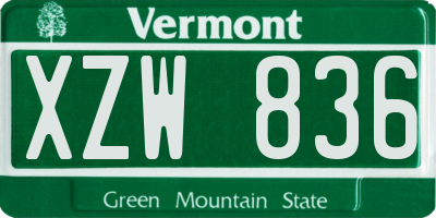 VT license plate XZW836