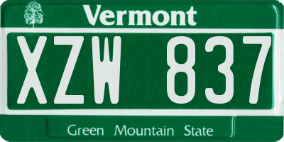 VT license plate XZW837