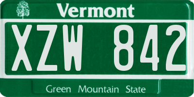 VT license plate XZW842