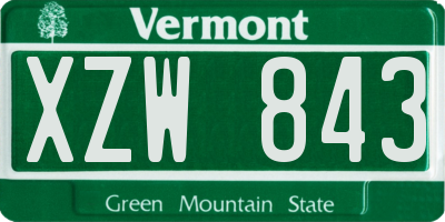 VT license plate XZW843