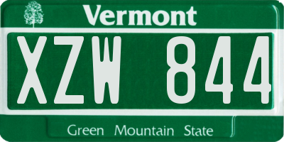 VT license plate XZW844