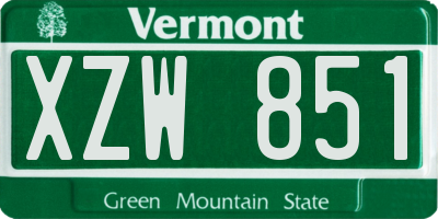 VT license plate XZW851