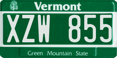 VT license plate XZW855