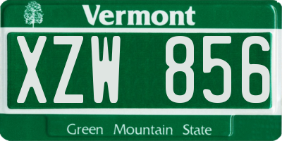 VT license plate XZW856