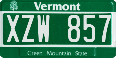 VT license plate XZW857