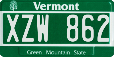 VT license plate XZW862