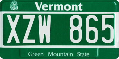 VT license plate XZW865
