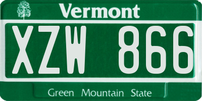 VT license plate XZW866