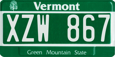 VT license plate XZW867