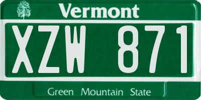 VT license plate XZW871