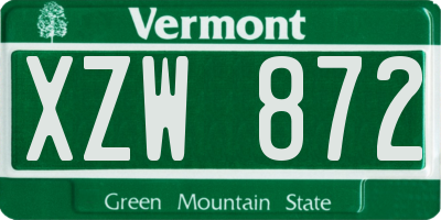 VT license plate XZW872