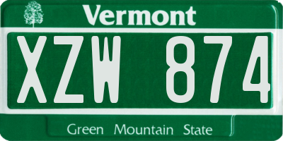 VT license plate XZW874