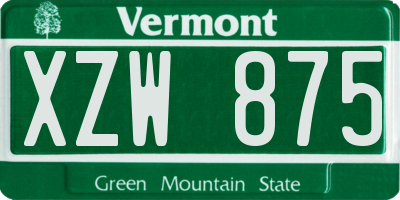 VT license plate XZW875