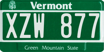 VT license plate XZW877