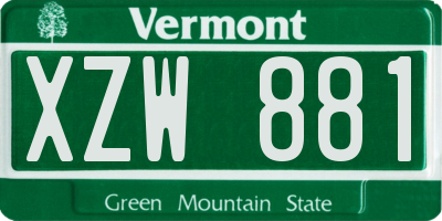 VT license plate XZW881