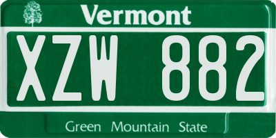 VT license plate XZW882