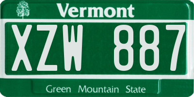 VT license plate XZW887