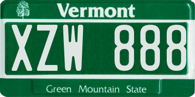 VT license plate XZW888