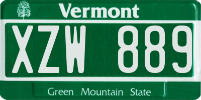 VT license plate XZW889