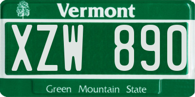 VT license plate XZW890