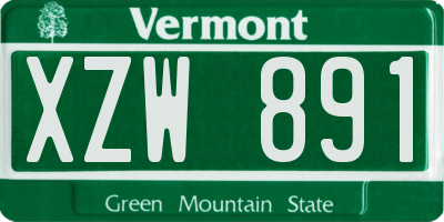 VT license plate XZW891